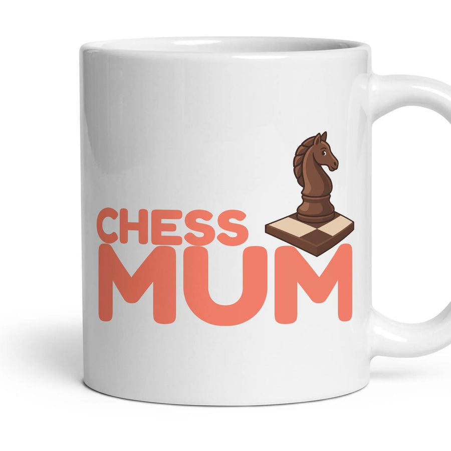 Chess Mum mug, 11oz white ceramic, handle right