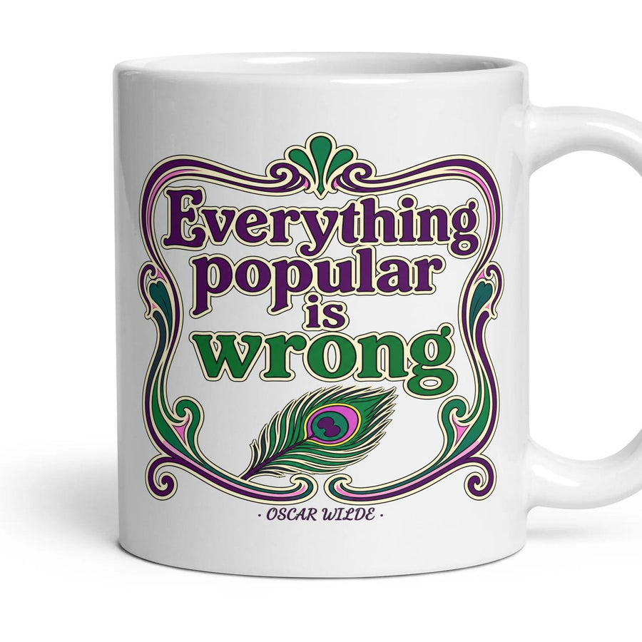 Everything popular is wrong mug, 11oz white ceramic, handle right