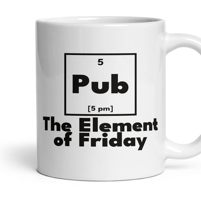 Pub The Element of Friday mug, 11oz white ceramic, handle right