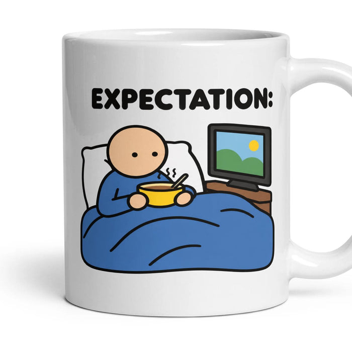 A Sick Day mug, 11oz white ceramic, handle right