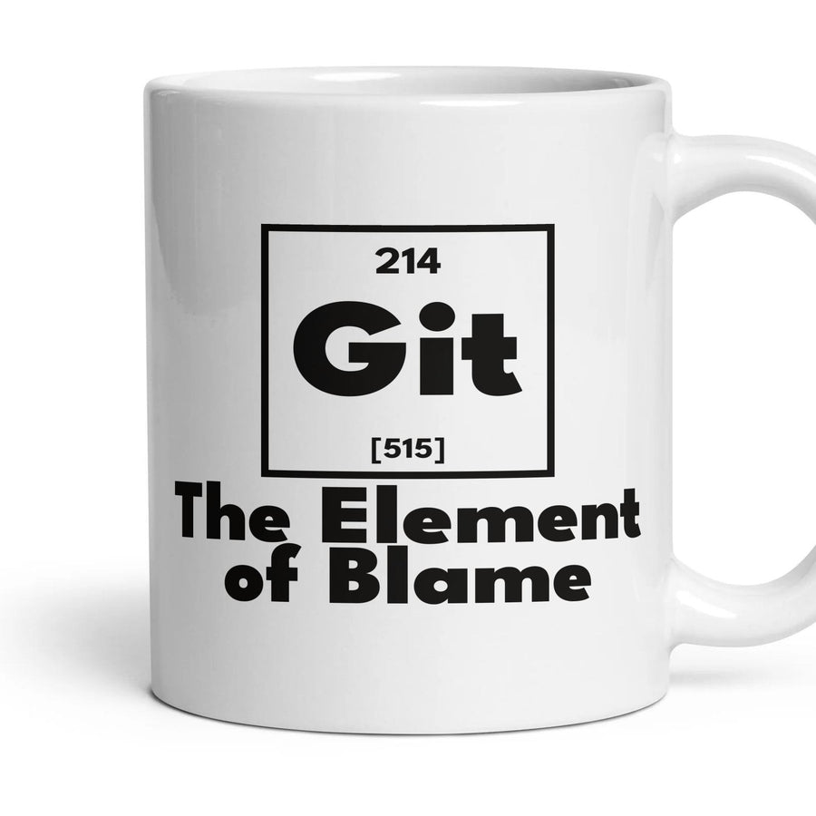 Git The Element of Blame mug, 11oz white ceramic, handle right