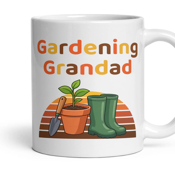 Gardening Grandad mug, 11oz white ceramic, handle right
