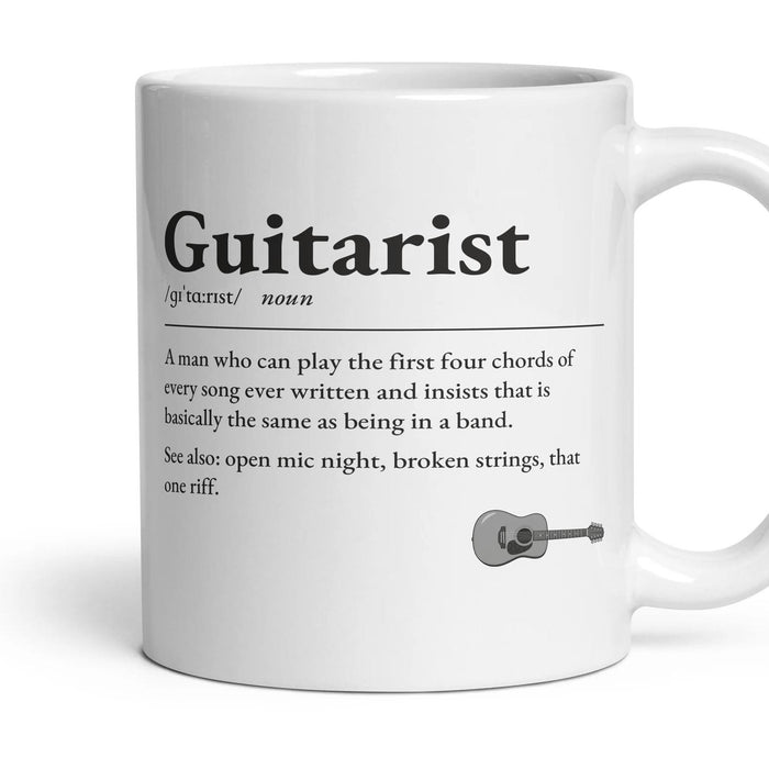Guitar Grandad mug, 11oz white ceramic, Acoustic, handle right