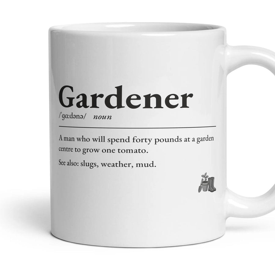 Gardening Grandad mug, 11oz white ceramic, handle right