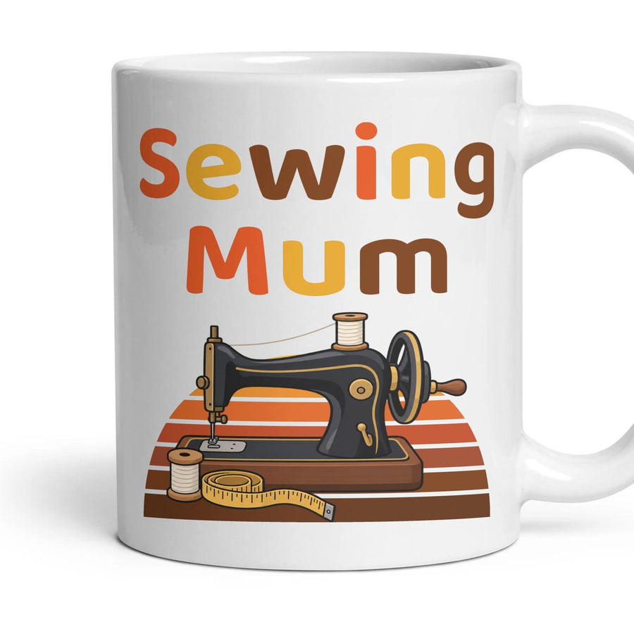 Sewing Mum mug, 11oz white ceramic, handle right