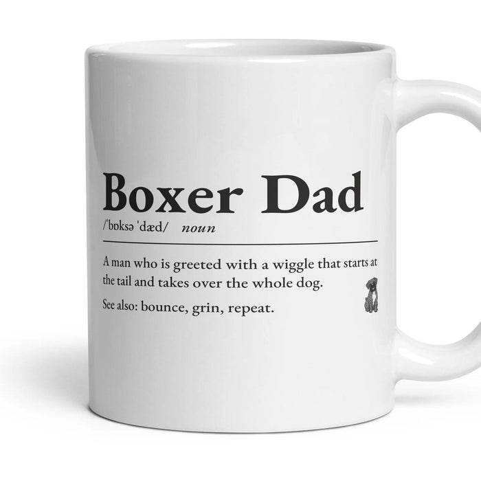Boxer Dad mug, 11oz white ceramic, Brindle, handle right