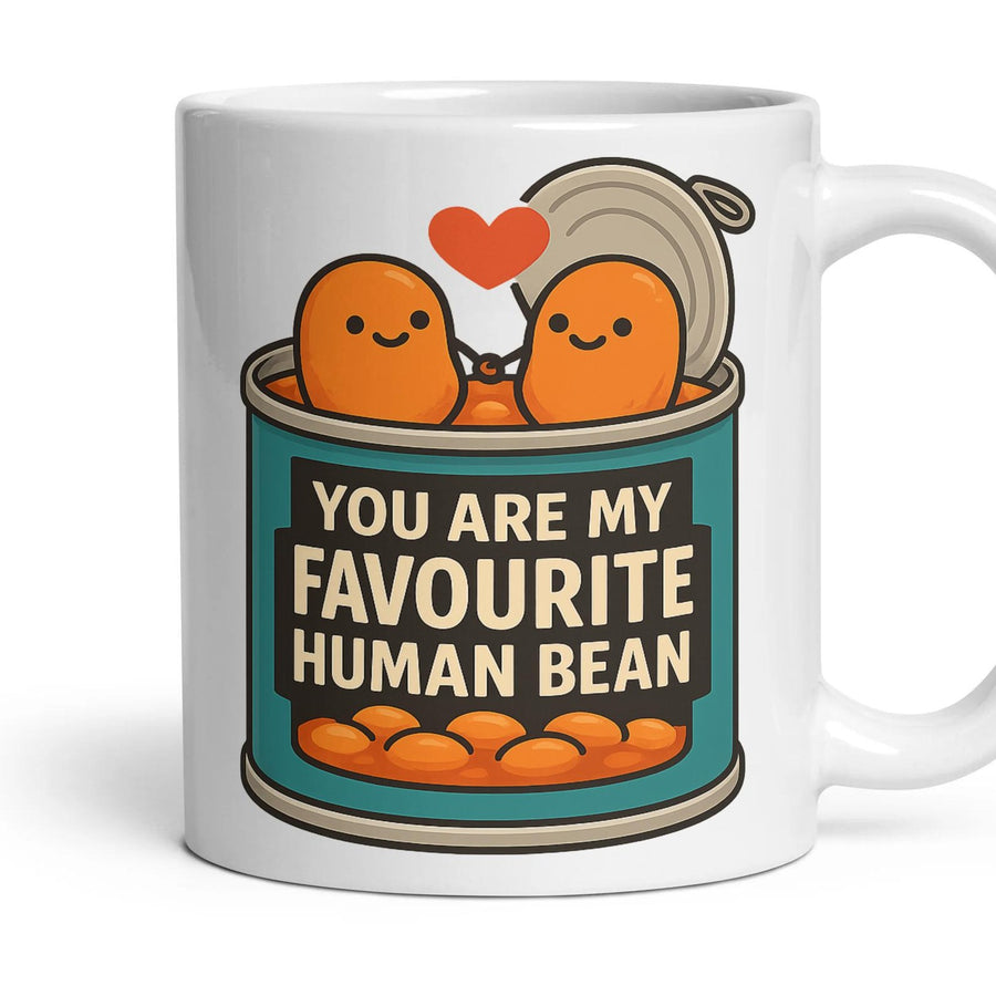 YOU ARE MY FAVOURITE HUMAN BEAN mug, 11oz white ceramic, handle right
