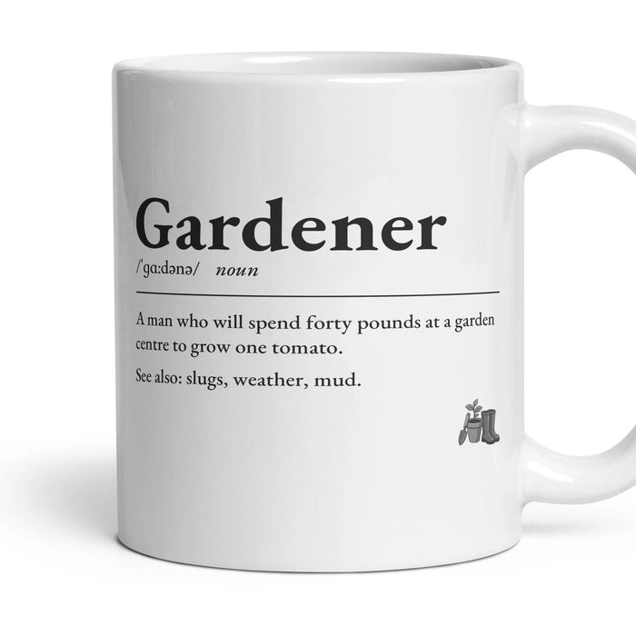 Gardening Dad mug, 11oz white ceramic, handle right
