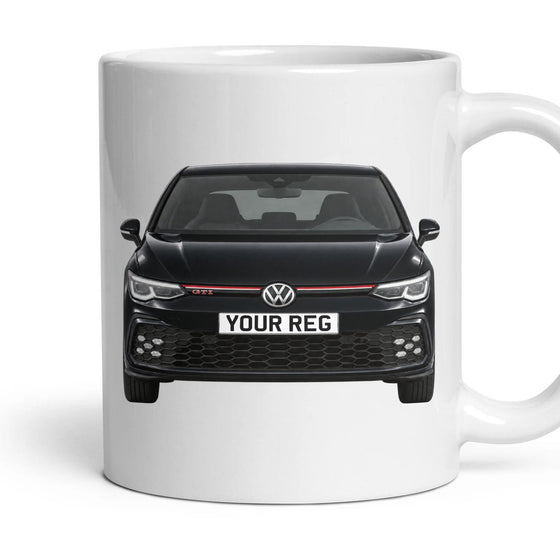 VW Golf GTI Mk8 Personalised Number Plate Mug - Front & Rear