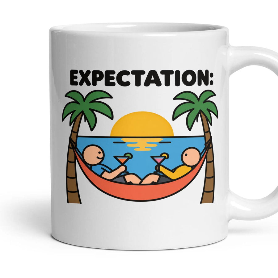The Honeymoon mug, 11oz white ceramic, handle right