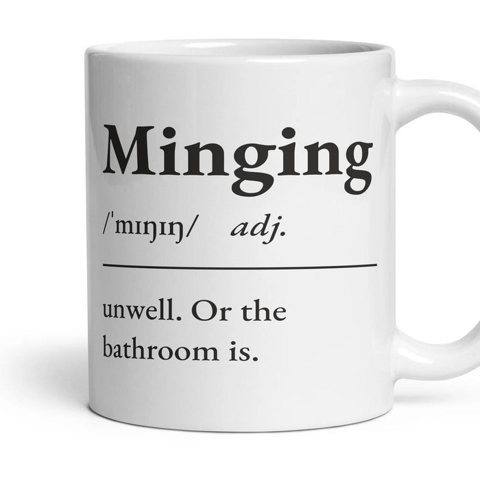 Minging mug, 11oz white ceramic, handle right