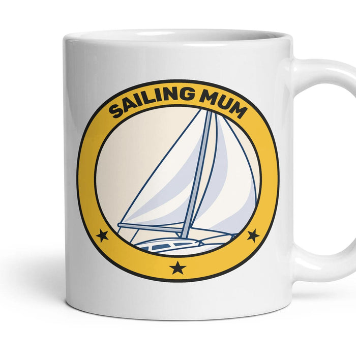 Sailing Mum mug, 11oz white ceramic, handle right