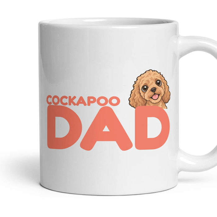 Cockapoo Dad mug, 11oz white ceramic, Apricot, handle right