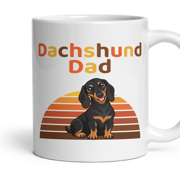 Dachshund Dad mug, 11oz white ceramic, Black & Tan, handle right