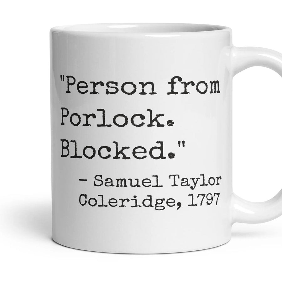Person from Porlock. Blocked. mug, 11oz white ceramic, handle right