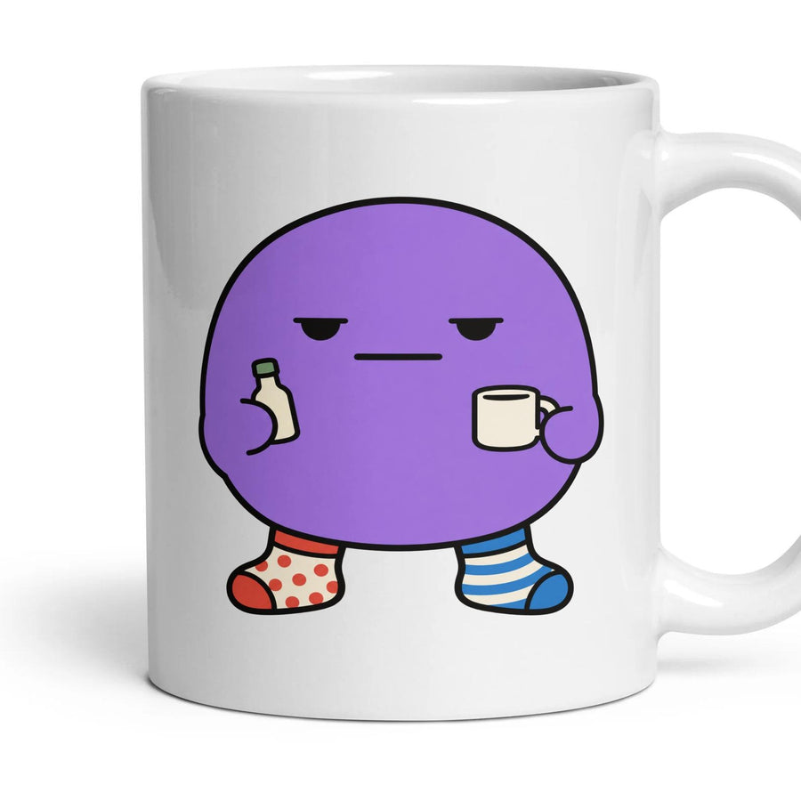 New Baby mug, 11oz white ceramic, handle right