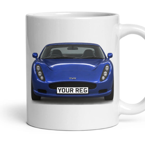 TVR Tuscan Personalised Number Plate Mug - Front & Rear