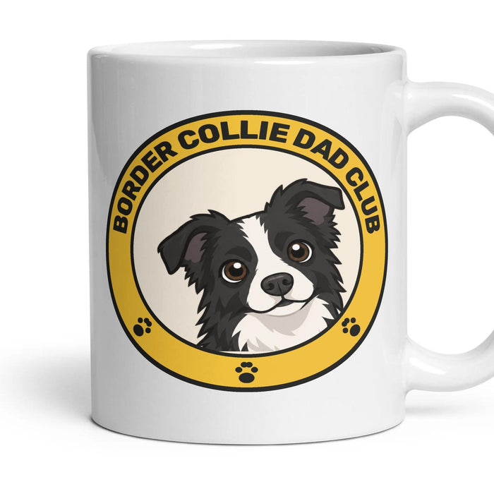 Border Collie Dad Club mug, 11oz white ceramic, handle right