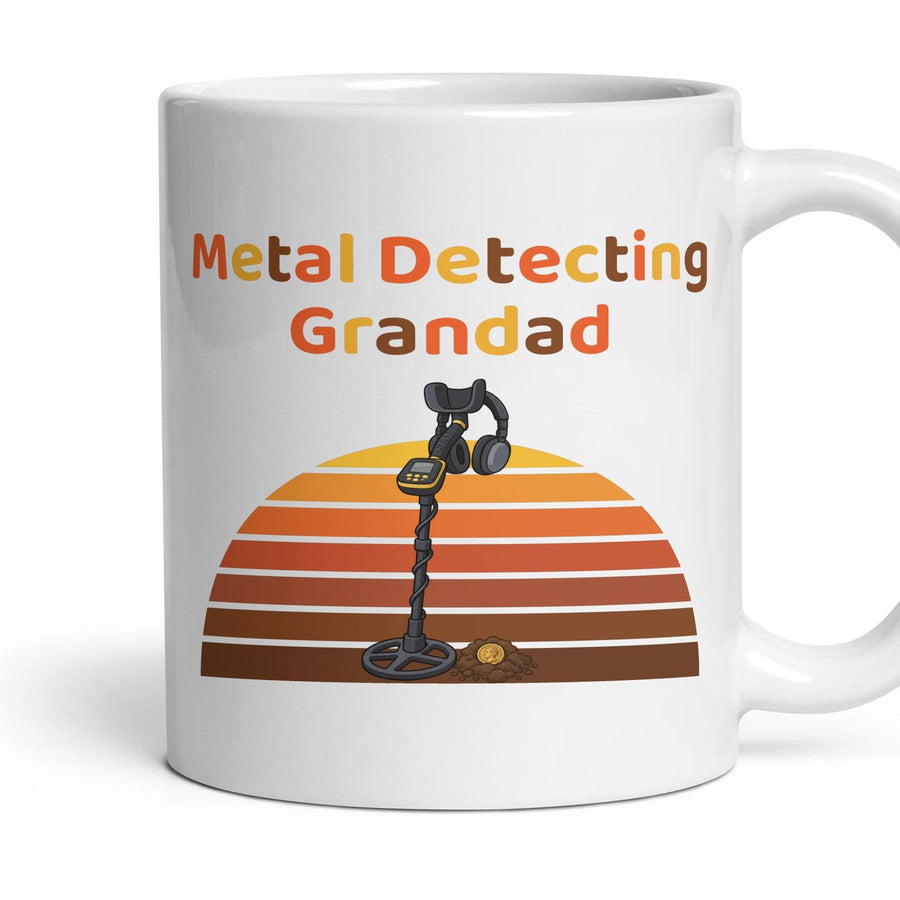 Metal Detecting Grandad mug, 11oz white ceramic, handle right
