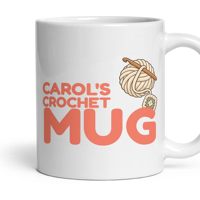Personalised Crochet Mug mug, 11oz white ceramic, handle right