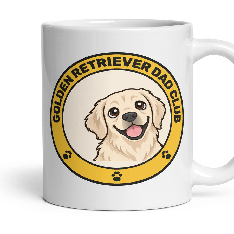 Golden Retriever Dad Club mug, 11oz white ceramic, Cream, handle right