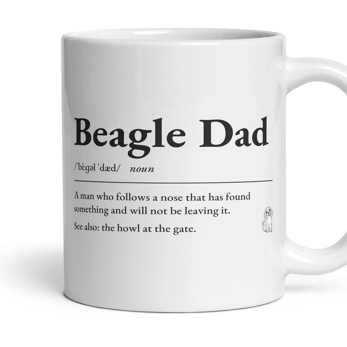 Beagle Dad mug, 11oz white ceramic, Lemon & White, handle right
