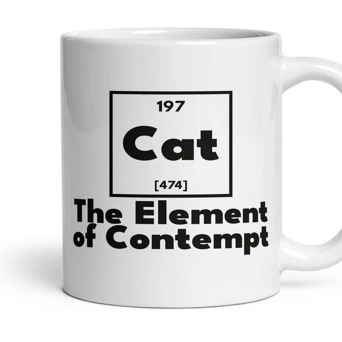 Cat The Element of Contempt mug, 11oz white ceramic, handle right