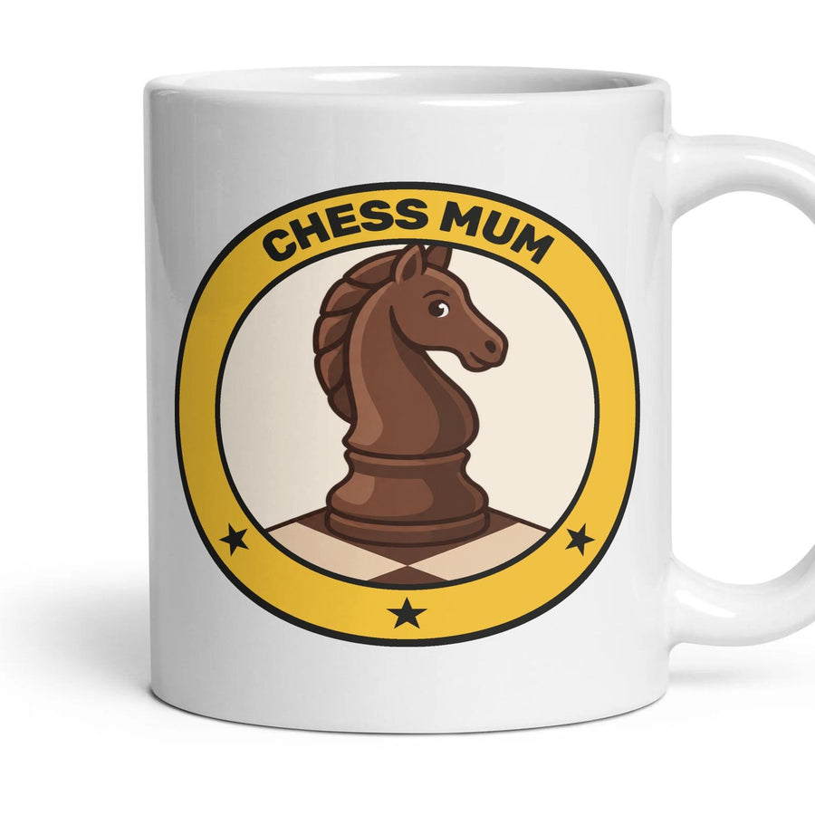 Chess Mum mug, 11oz white ceramic, handle right