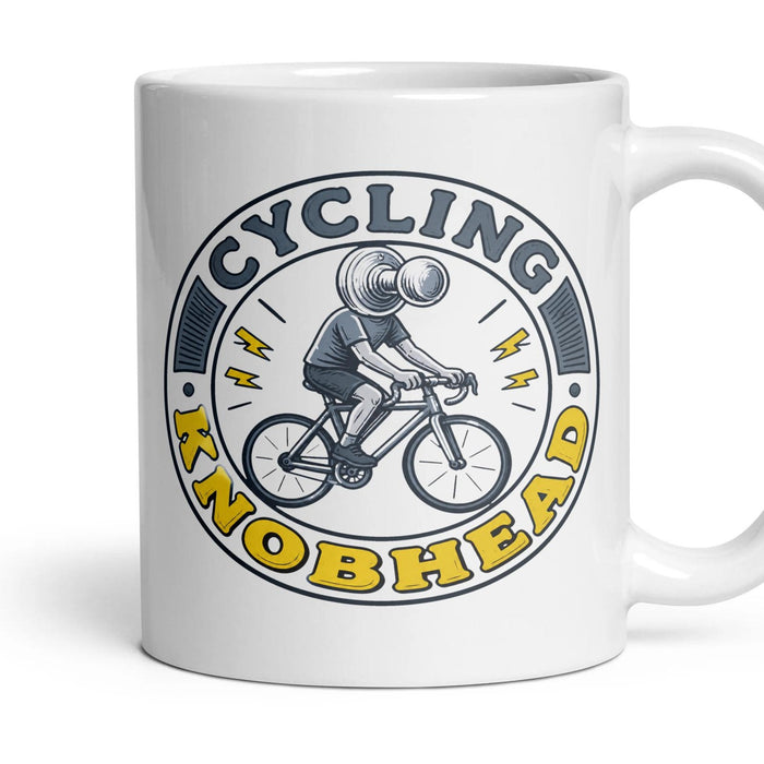 CYCLING KNOBHEAD mug, 11oz white ceramic, handle right