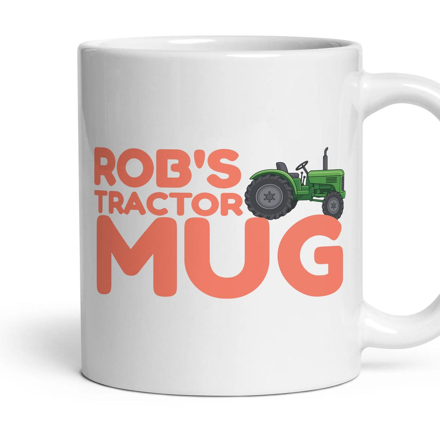 Personalised Tractor Mug mug, 11oz white ceramic, handle right