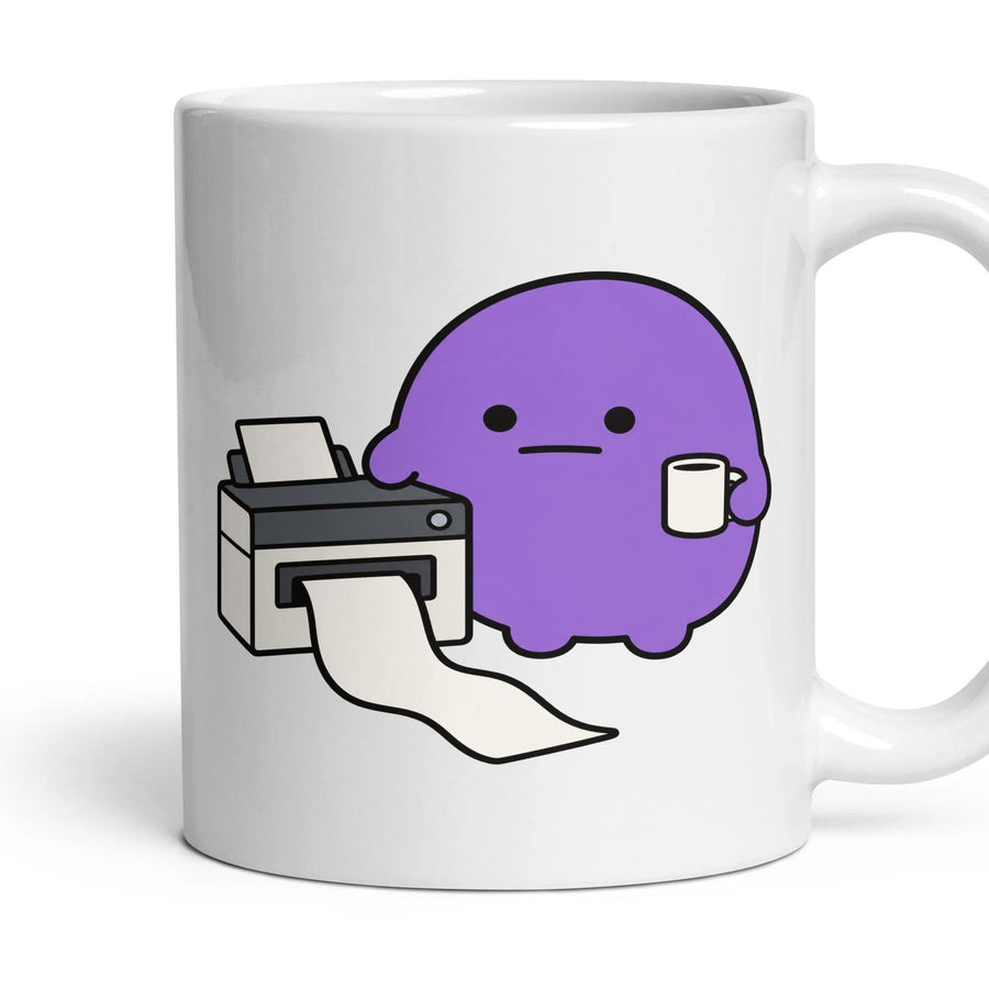 Printer Jam mug, 11oz white ceramic, handle right