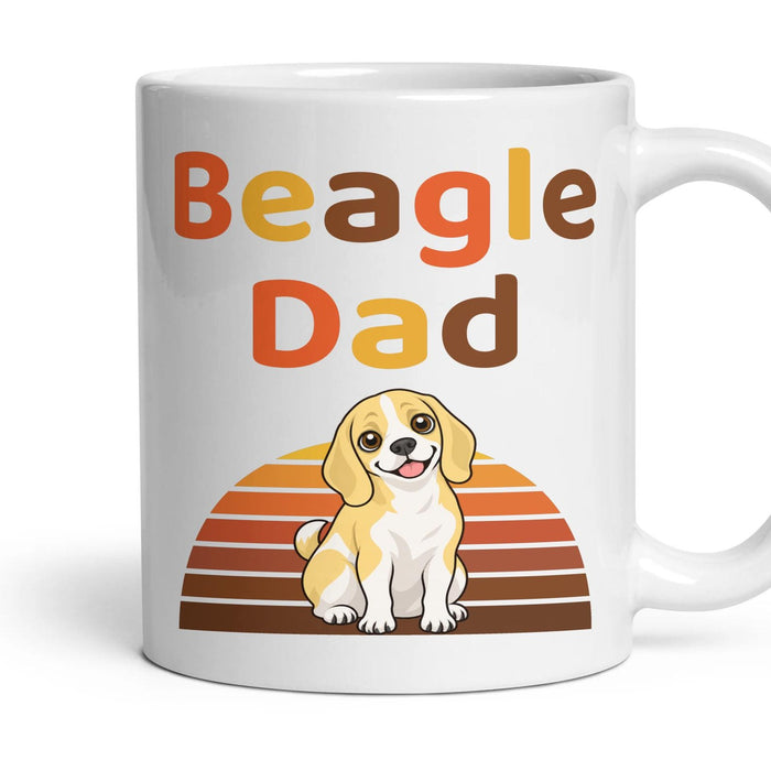 Beagle Dad mug, 11oz white ceramic, Lemon & White, handle right