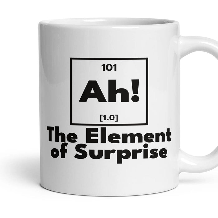 Ah! The Element of Surprise mug, 11oz white ceramic, handle right