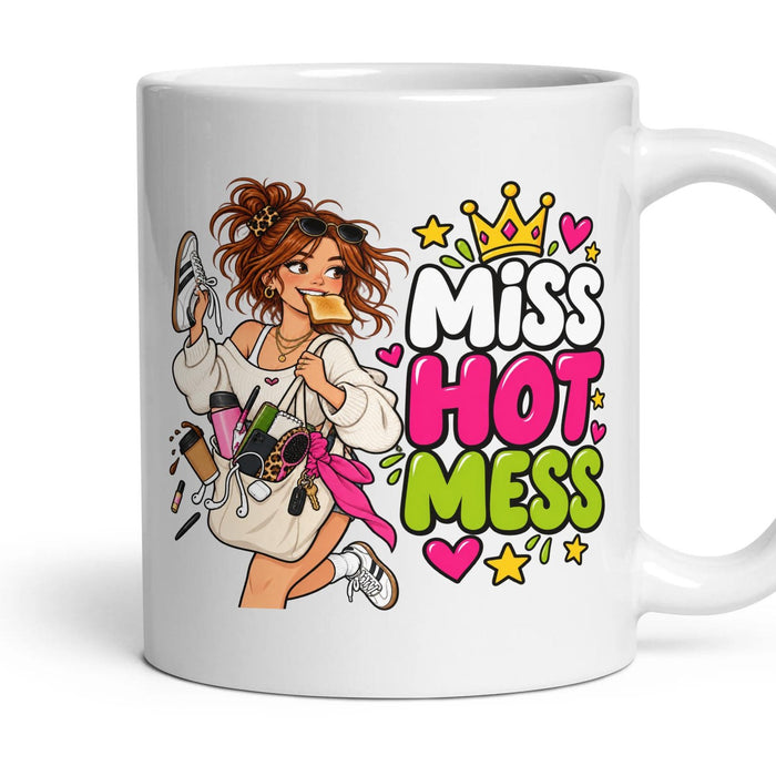 Miss Hot Mess mug, 11oz white ceramic, handle right