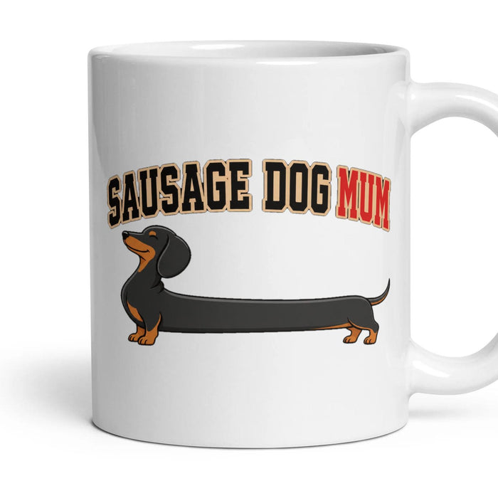 Dachshund Mum mug, 11oz white ceramic, handle right