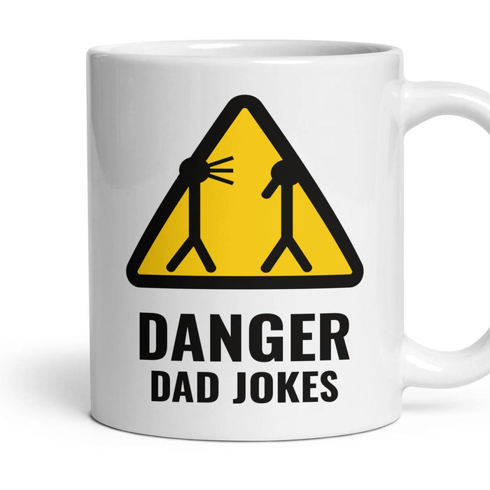 DANGER: DAD JOKES mug, 11oz white ceramic, handle right