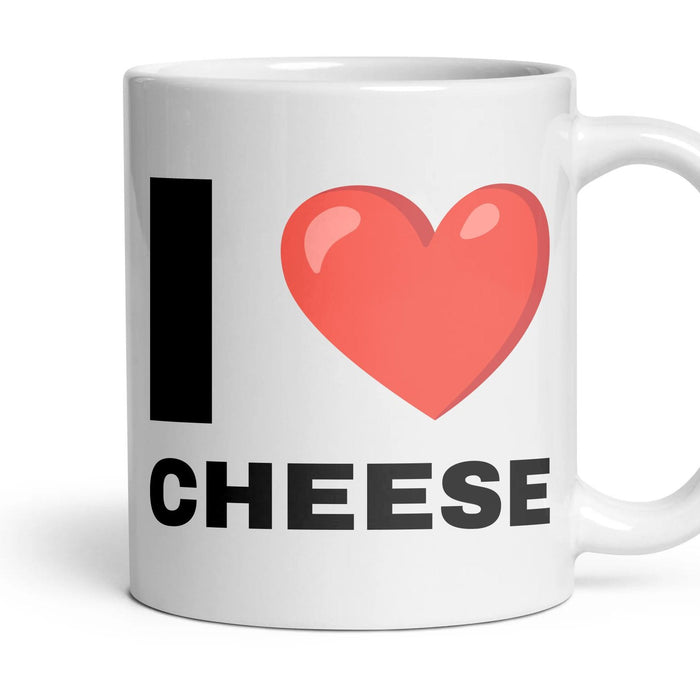 I LOVE CHEESE mug, 11oz white ceramic, handle right