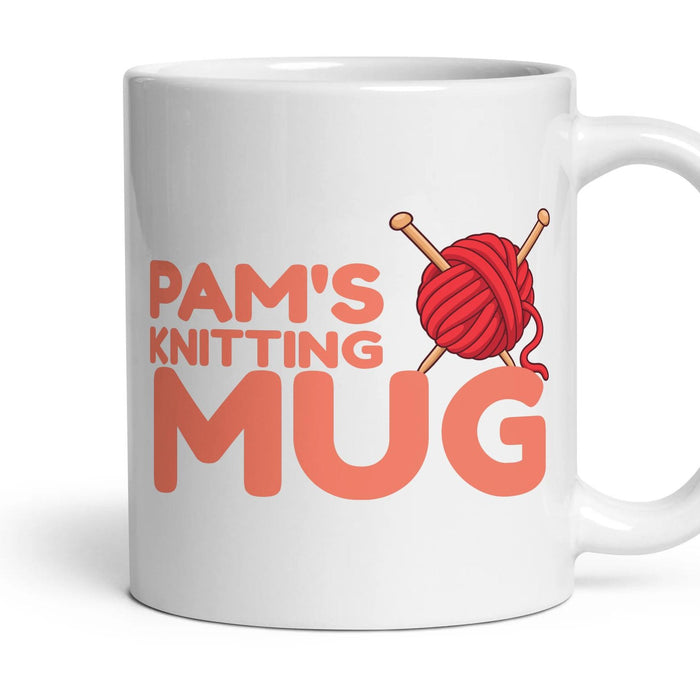Personalised Knitting Mug mug, 11oz white ceramic, handle right