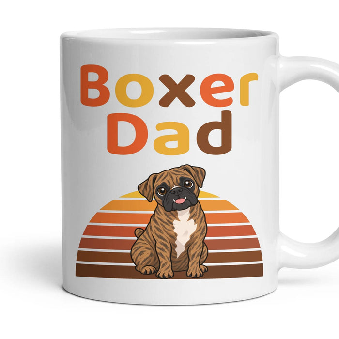 Boxer Dad mug, 11oz white ceramic, Brindle, handle right