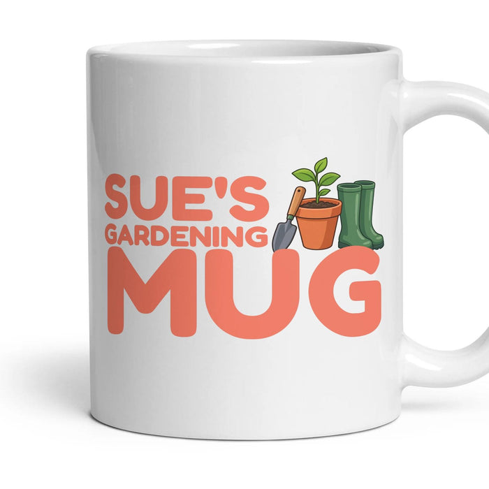 Personalised Gardening Mug mug, 11oz white ceramic, handle right