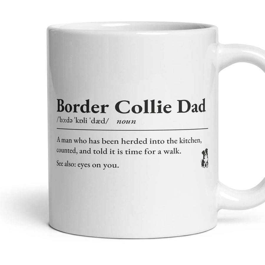 Border Collie Dad mug, 11oz white ceramic, handle right