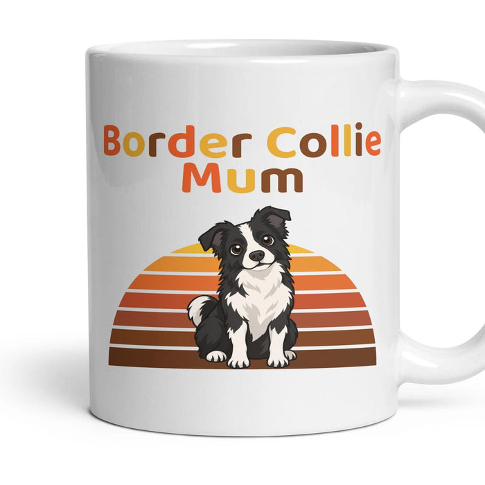 Border Collie Mum mug, 11oz white ceramic, handle right