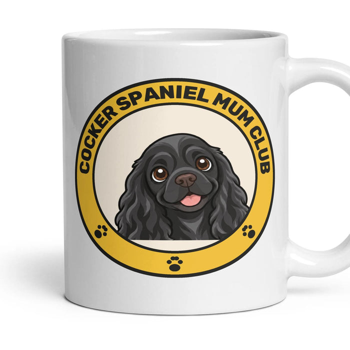 Cocker Spaniel Mum Club mug, 11oz white ceramic, Black, handle right