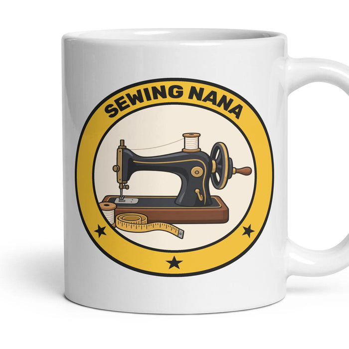Sewing Nana mug, 11oz white ceramic, handle right