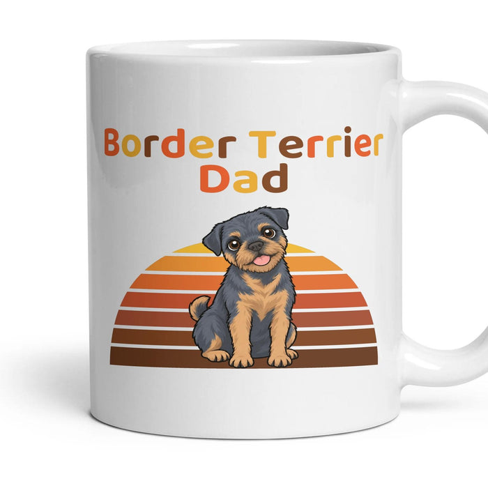 Border Terrier Dad mug, 11oz white ceramic, Blue & Tan, handle right