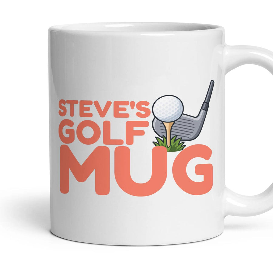 Personalised Golf Mug mug, 11oz white ceramic, handle right