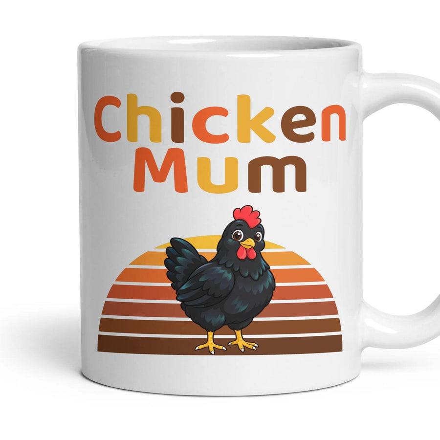 Chicken Mum mug, 11oz white ceramic, Black, handle right
