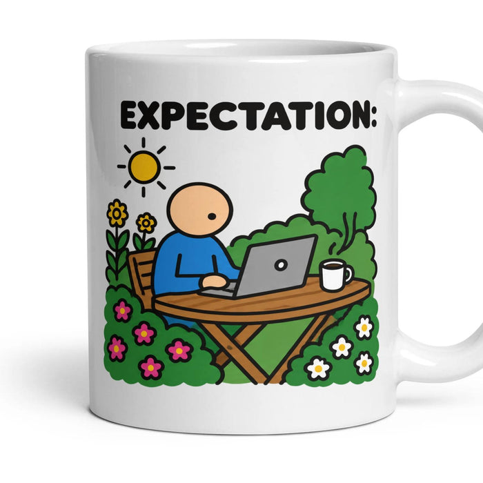 Working From Home mug, 11oz white ceramic, handle right