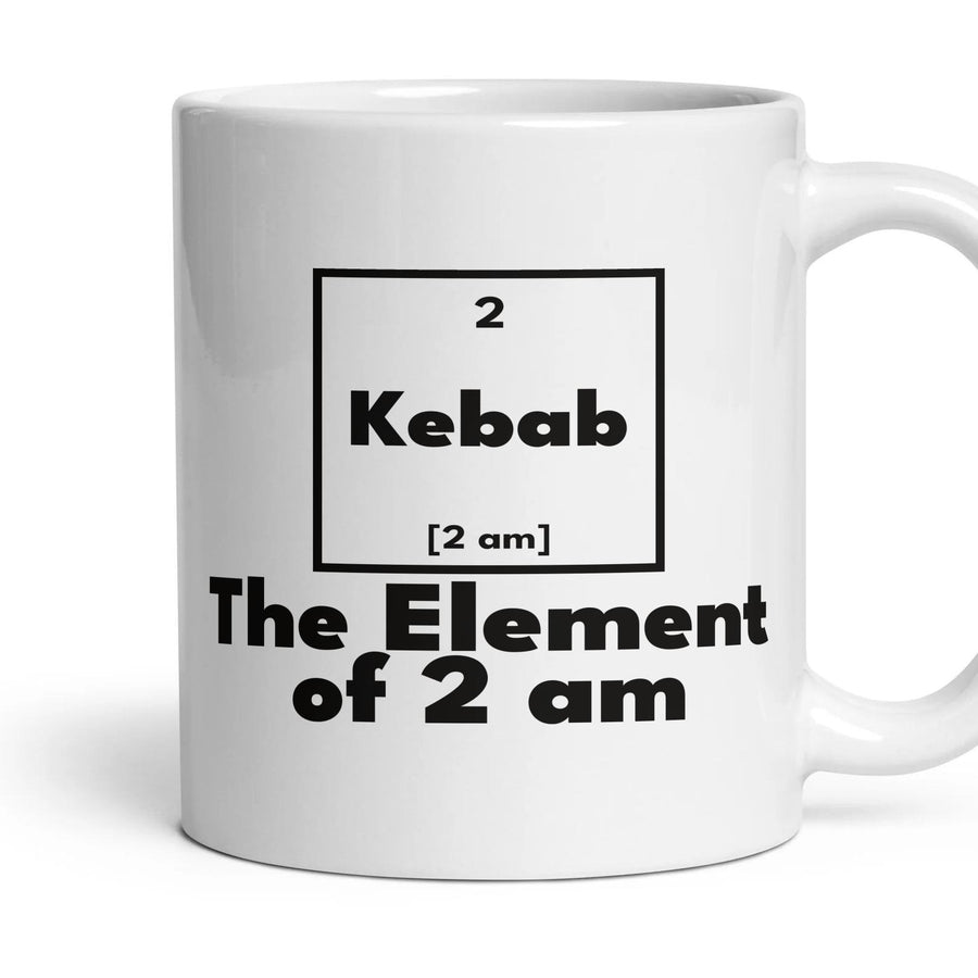 Kebab The Element of 2 am mug, 11oz white ceramic, handle right