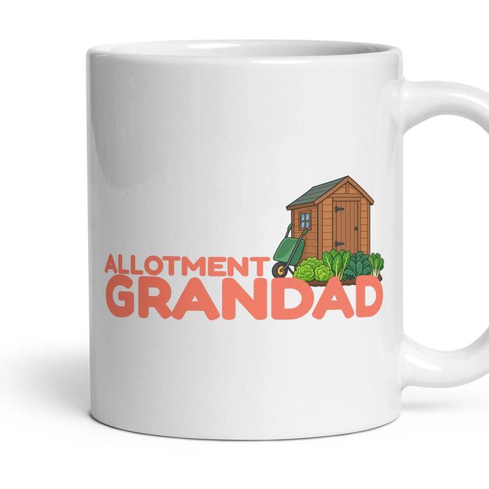 Allotment Grandad mug, 11oz white ceramic, handle right